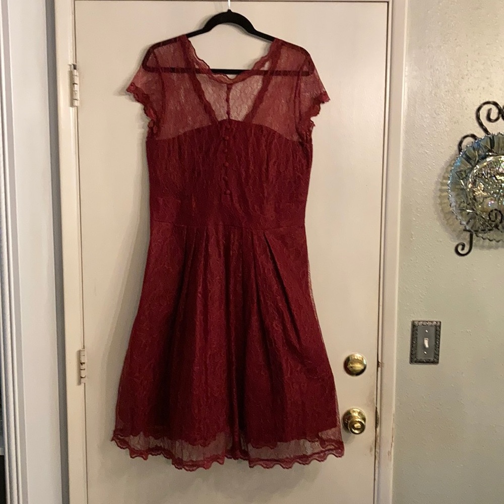 MIUSOL Wine Red Lace Dress Sz 18 (2XL)